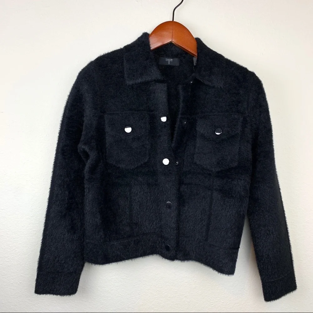 Tahari Wool Fuzzy Teddy Soft Moto Jacket Blazer Soft - Picture 2 of 8